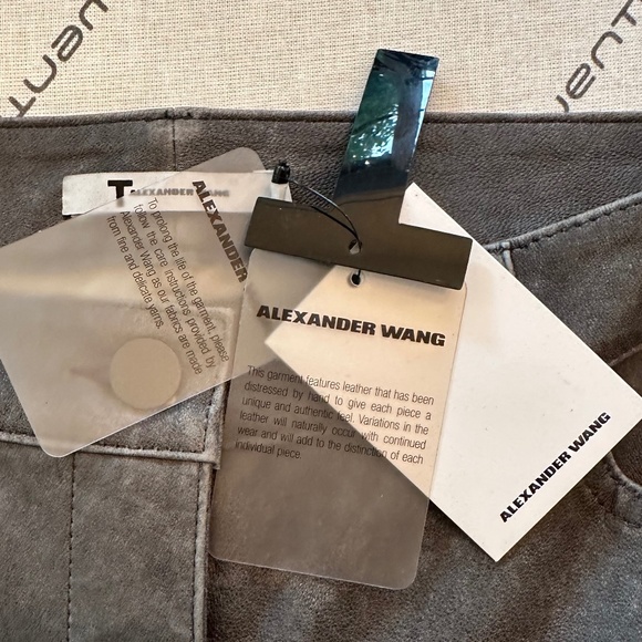 NWT - T by Alexander Wang Gray Stretch Distressed 100% Lamb Leather Pants -Sz 29 - Picture 14 of 16